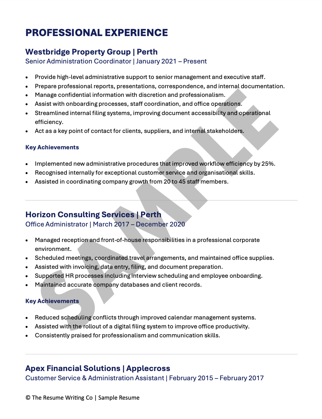 Professional & Corporate Resume