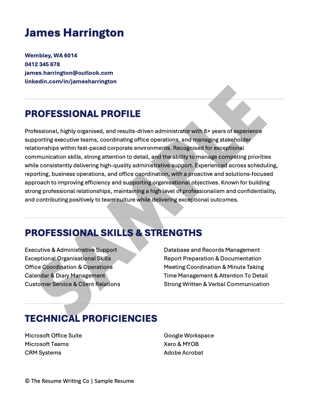 Professional & Corporate Resume